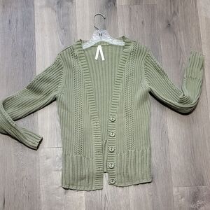 High Sierra Green Long Sleeved Knitted Cardigan for Women Size Large